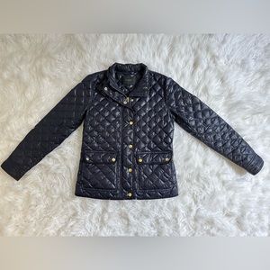 J. Crew Diamond Quilted Puffer Jacket Navy Blue Women's Size Petite Small